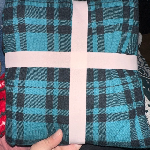 Victoria's Secret Teal Plaid Thermal Long PJ Set - Picture 3 of 4